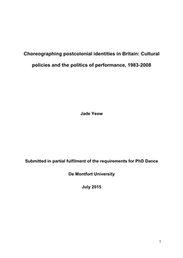 Cultural Policies and the Politics of Performance, 1983-2008