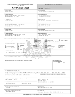 Civil Cover Sheet E-Filing Number: 2010005141