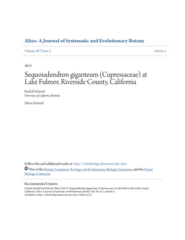 Sequoiadendron Giganteum (Cupressaceae) at Lake Fulmor, Riverside County, California Rudolf Schmid University of California, Berkeley