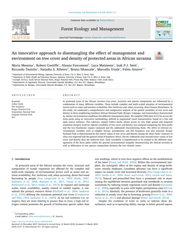 An Innovative Approach to Disentangling the Effect of Management and Environment on Tree Cover and Density of Protected Areas In