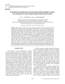 Experimental Reproduction of Tectonic Deformation Lamellae in Quartz and Comparison to Shock-Induced Planar Deformation Features