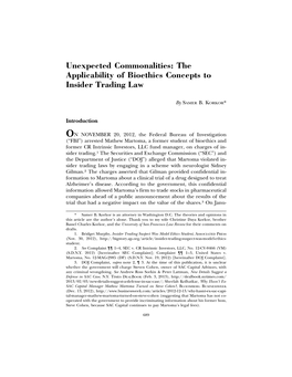The Applicability of Bioethics Concepts to Insider Trading Law