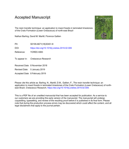 The Resin Transfer Technique: an Application to Insect Fossils in Laminated Limestones of the Crato Formation (Lower Cretaceous) of North-East Brazil