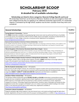 Scholarship Scoop-February Issue