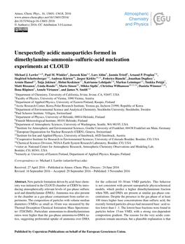 Unexpectedly Acidic Nanoparticles Formed in Dimethylamine–Ammonia–Sulfuric-Acid Nucleation Experiments at CLOUD