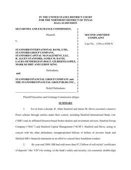 Second Amended Complaint: Stanford International Bank, Ltd