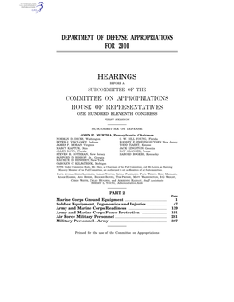 Department of Defense Appropriations for 2010