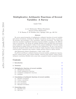 Multiplicative Arithmetic Functions of Several Variables: a Survey