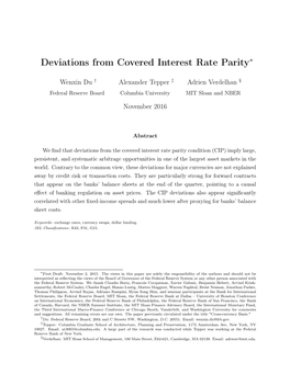 Deviations from Covered Interest Rate Parity∗