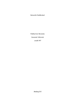 Kreisarchiv Nordfriesland Findbuch Des Bestandes Gemeinde Vollerwiek Erstellt 1997 Abteilung