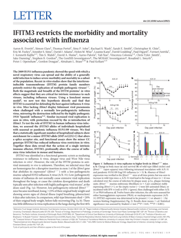 IFITM3 Restricts the Morbidity and Mortality Associated with Influenza