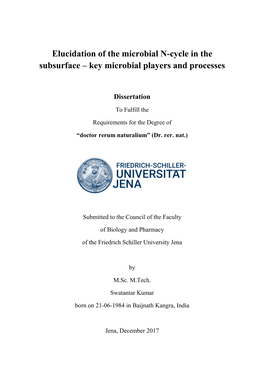 Elucidation of the Microbial N-Cycle in the Subsurface – Key Microbial Players and Processes