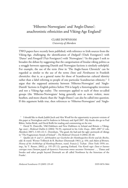 'Anglo-Danes': Anachronistic Ethnicities and Viking-Age England1