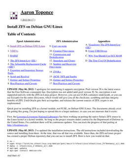 Aaron Toponce : Install ZFS on Debian GNU/Linux […] Aaron Toponce