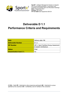 D1.1 Performance Criteria & Requirements