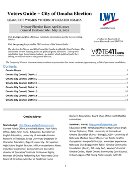 Voters Guide – City of Omaha Election
