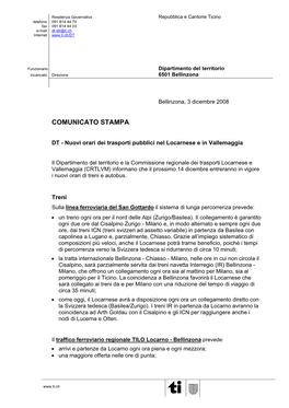 Modello Comunicato Stampa