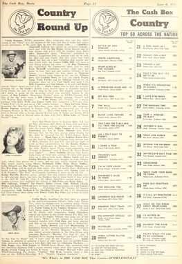 Cash Box, Music Page 51 June 6, 1959 Country the Gash Box Round up Country TOP 50 ACROSS the NATION