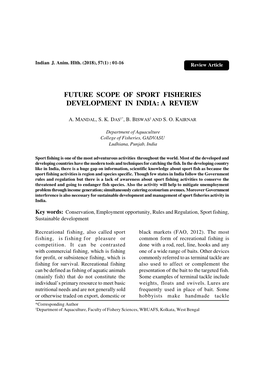 Future Scope of Sport Fisheries Development in India: a Review