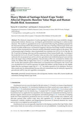 Heavy Metals of Santiago Island (Cape Verde) Alluvial Deposits: Baseline Value Maps and Human Health Risk Assessment