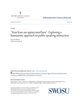 Exploring a Humanistic Approach to Public Speaking Instruction Justin D
