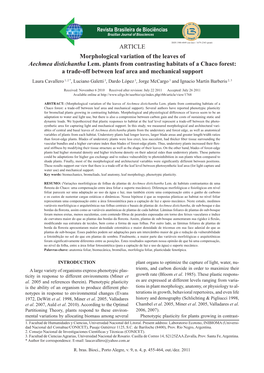 ARTICLE Morphological Variation of the Leaves of Aechmea Distichantha Lem