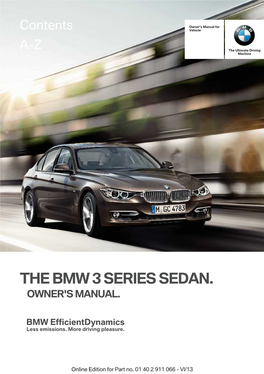 The Bmw 3 Series Sedan. Owner's Manual