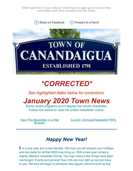 *CORRECTED* January 2020 Town News