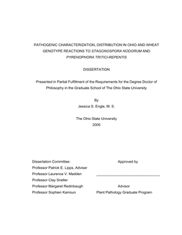 Characterization, Distribution in Ohio and Resistance Reactions to Two