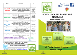 South Locality Family Hub Timetable
