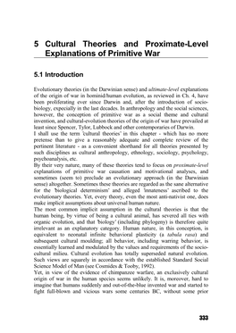 5 Cultural Theories and Proximate-Level Explanations of Primitive War