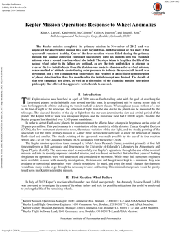 Kepler Mission Operations Response to Wheel Anomalies