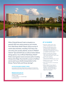 Hilton Orlando Bonnet Creek Is Situated on a Peaceful 482-Acre