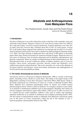 Alkaloids and Anthraquinones from Malaysian Flora
