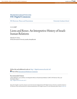 Lions and Roses: an Interpretive History of Israeli-Iranian Relations