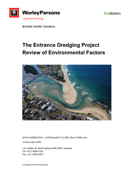 The Entrance Dredging Project Review of Environmental Factors