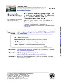 RNA Splicing in the Transition from B Cells to Antibody-Secreting Cells