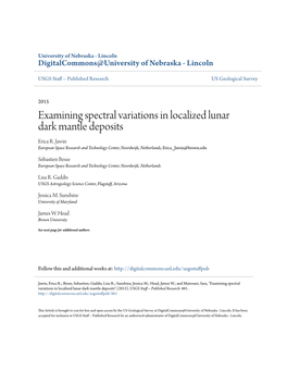Examining Spectral Variations in Localized Lunar Dark Mantle Deposits Erica R