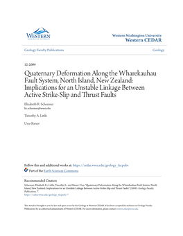 Quaternary Deformation Along the Wharekauhau Fault System, North