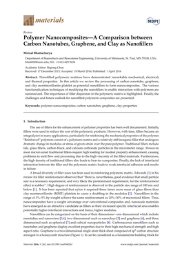 [1.0]Carbon Nanotubes, Graphene, and Clay As Nanofillers