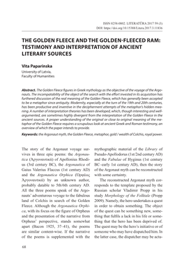 The Golden Fleece and the Golden-Fleeced Ram: Testimony and Interpretation of Ancient Literary Sources