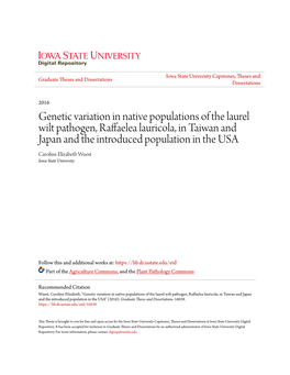 Genetic Variation in Native Populations of the Laurel Wilt Pathogen