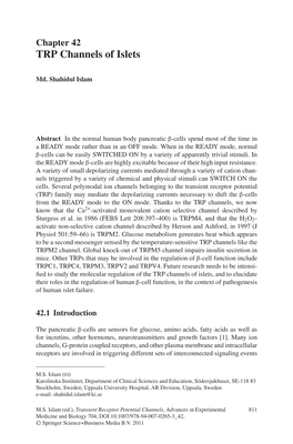 TRP Channels of Islets