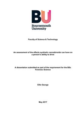 Dissertation Submitted As Part of the Requirement for the Bsc Forensic Science