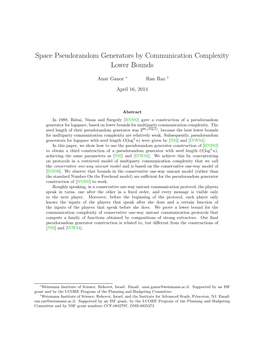 Space Pseudorandom Generators by Communication Complexity Lower Bounds