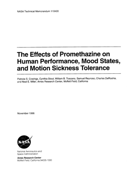 The Effects of Promethazine on Human Performance, Mood States, and Motion Sickness Tolerance