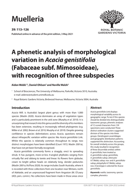 A Phenetic Analysis of Morphological Variation in Acacia Genistifolia (Fabaceae Subf