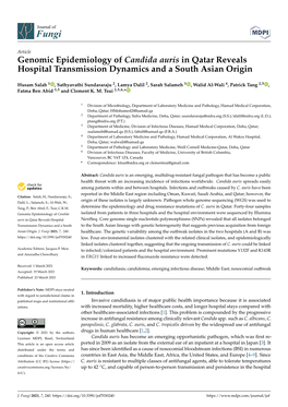 Genomic Epidemiology of Candida Auris in Qatar Reveals Hospital Transmission Dynamics and a South Asian Origin