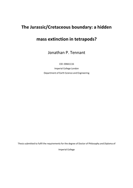 The Jurassic/Cretaceous Boundary: a Hidden Mass Extinction in Tetrapods?