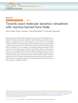 Towards Exact Molecular Dynamics Simulations with Machine-Learned Force ﬁelds